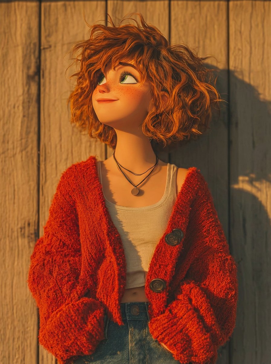 Ginger Girl in Red Cardigan