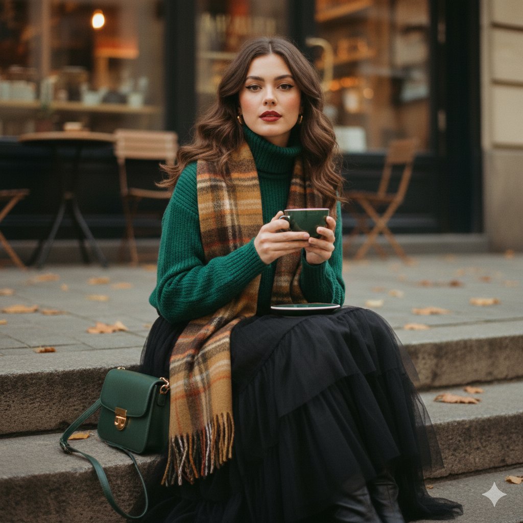 Woman at Cafe Steps