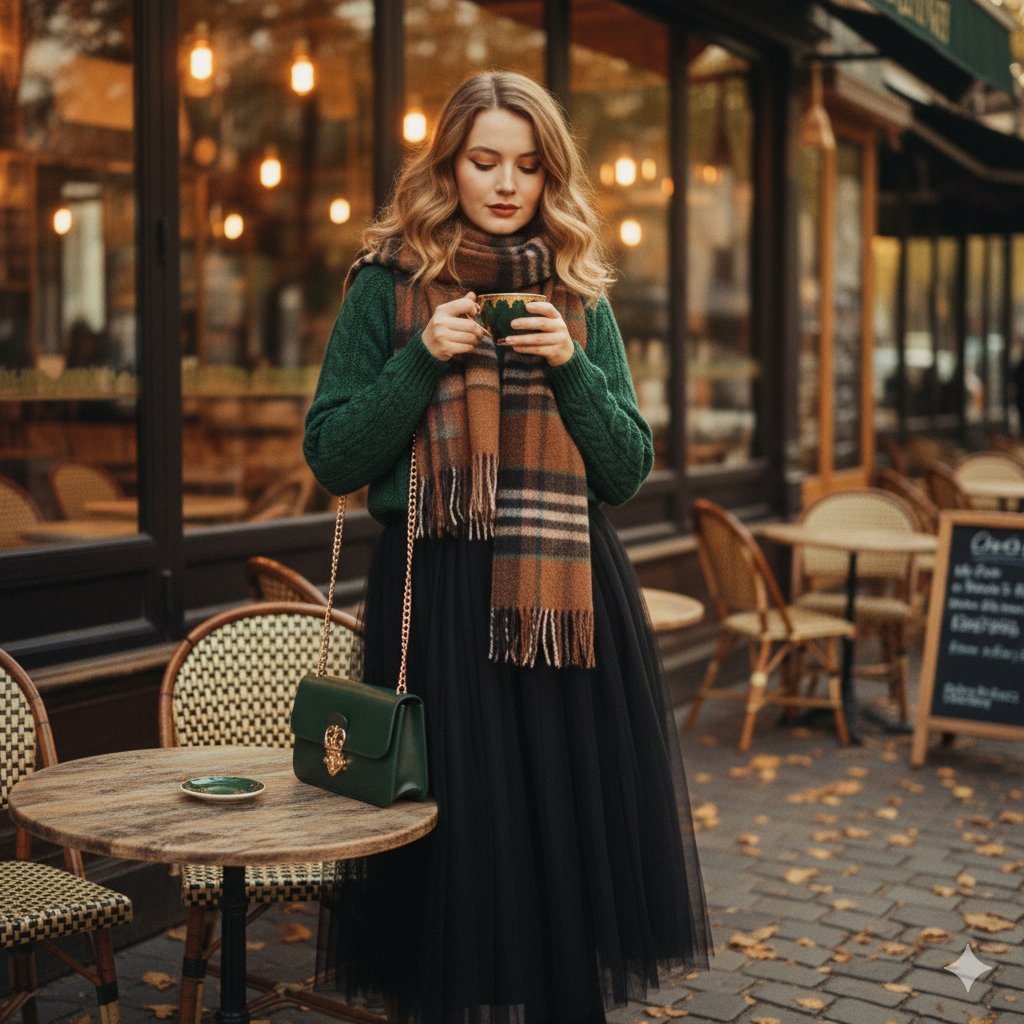 Woman at Cafe Steps