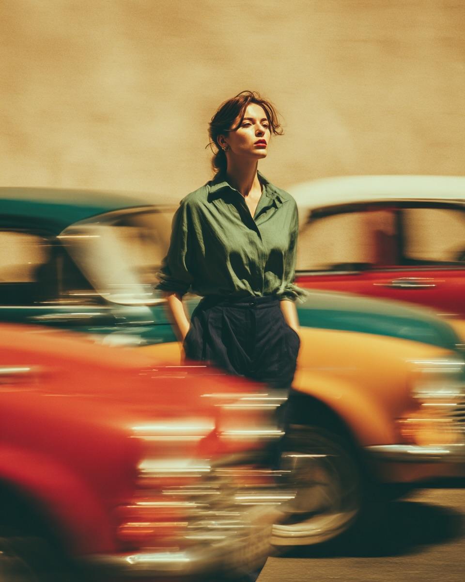Stylish Woman Amidst Motion