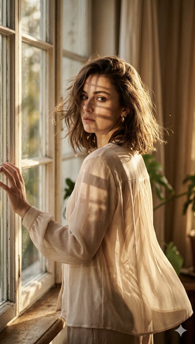 Woman by Rustic Window Portrait