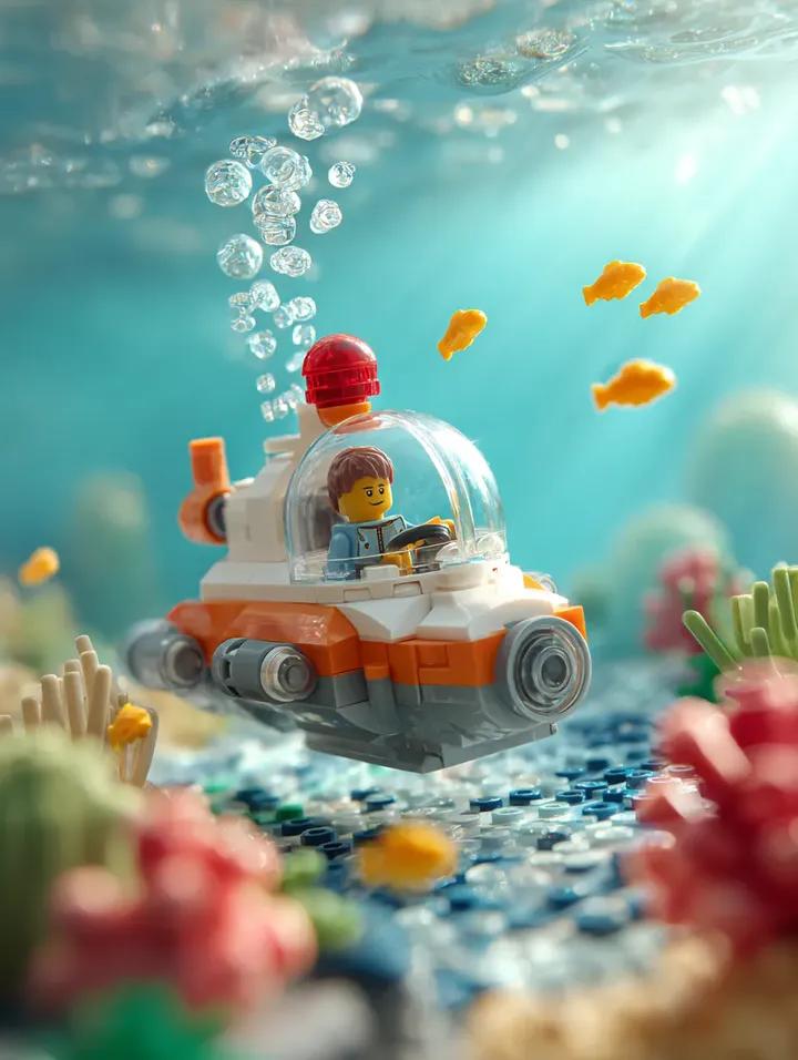 LEGO Submarine with Yellow Fish