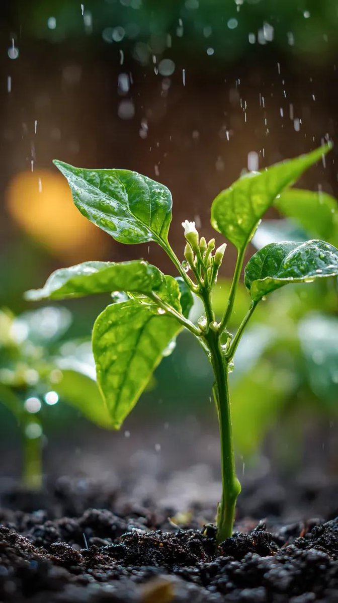 Chili Plant with Rain