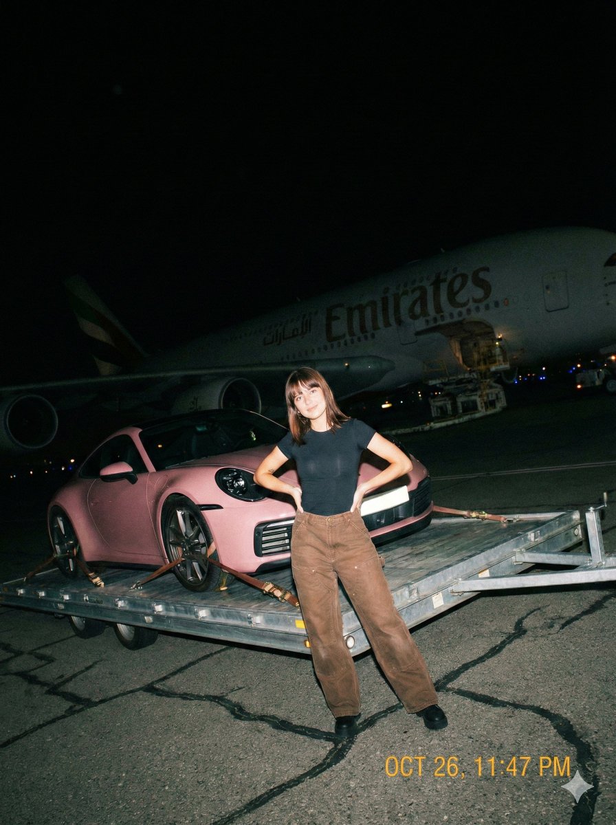 Woman, Pink Porsche, Airbus