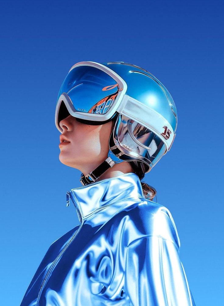 Futuristic Woman in Chrome Jacket
