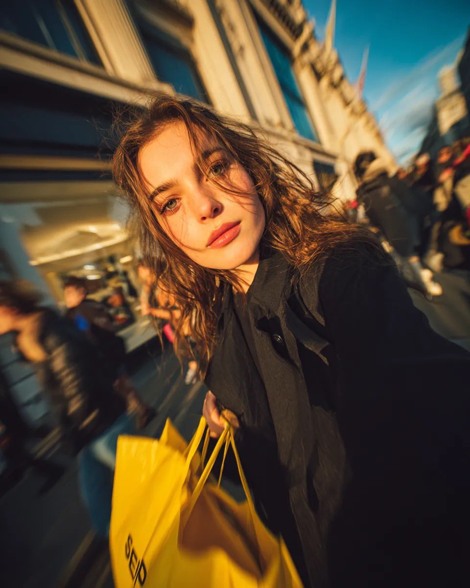 Woman With Yellow Shopping Bags