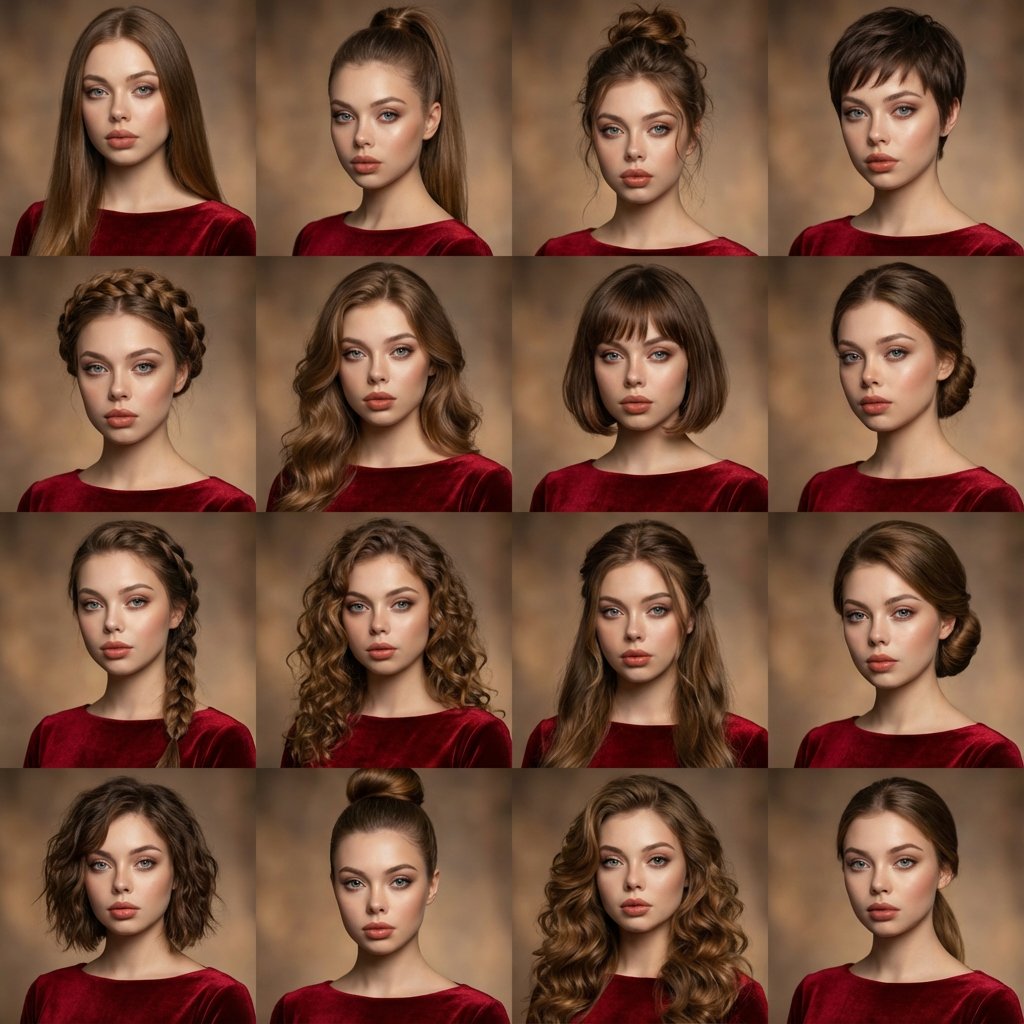 Woman's Many Hairstyles Collage