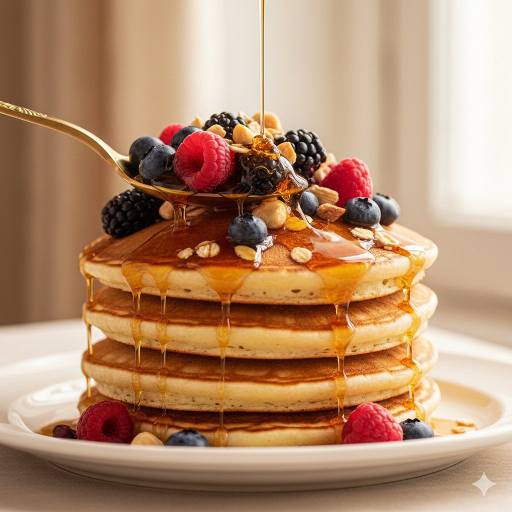 Fluffy American Pancakes with Berries
