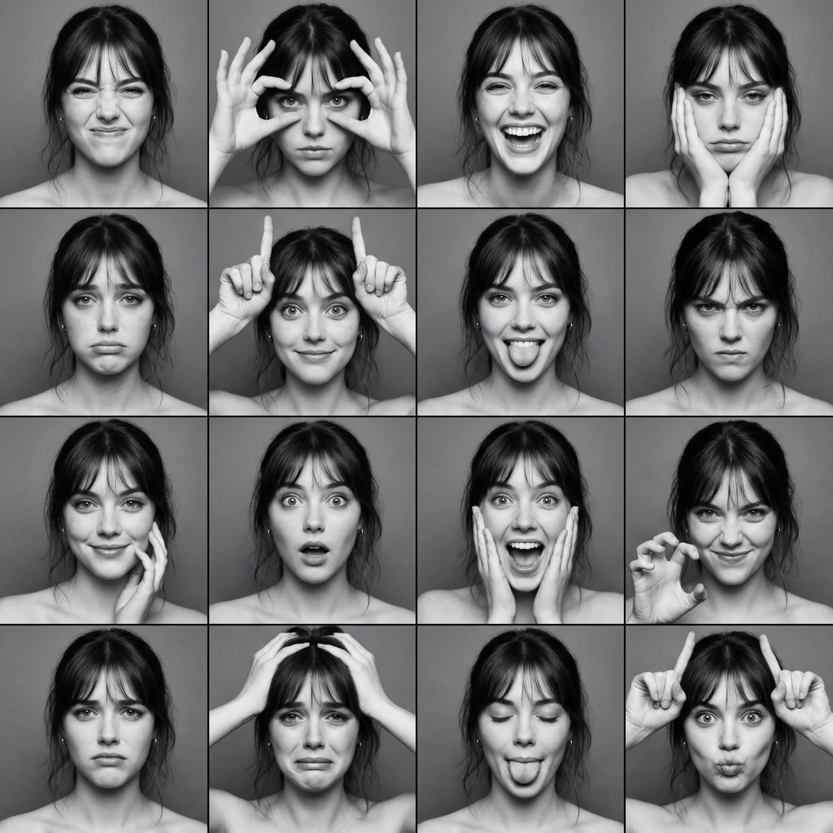 Black and White Photobooth Expressions