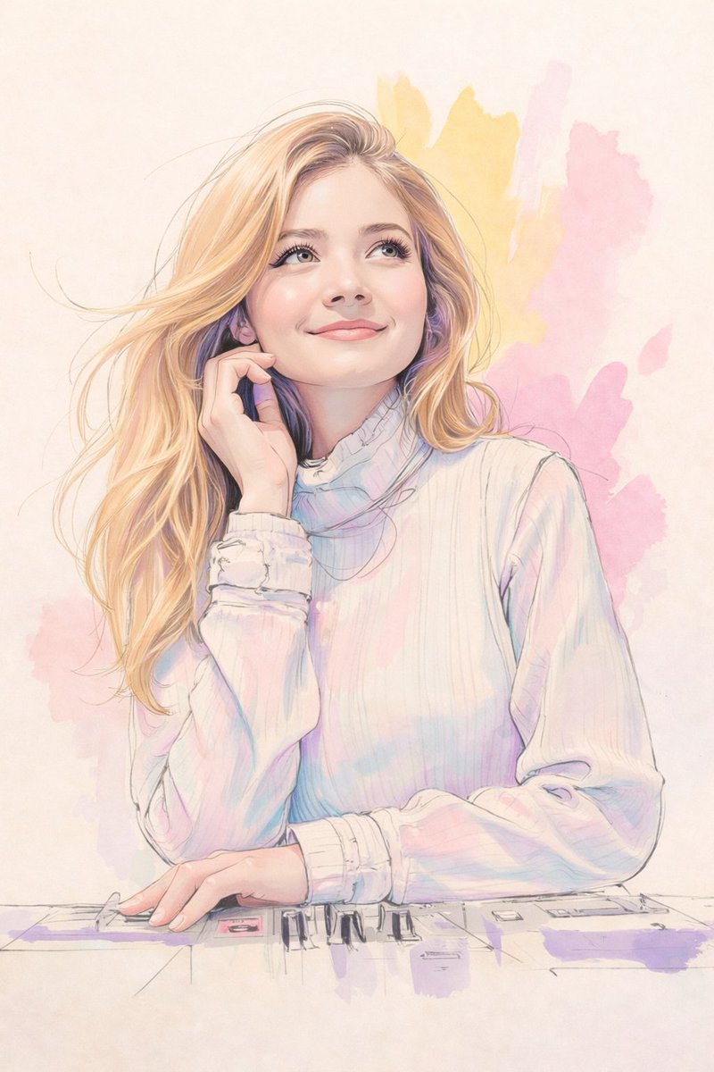 Blonde Woman Watercolor Portrait