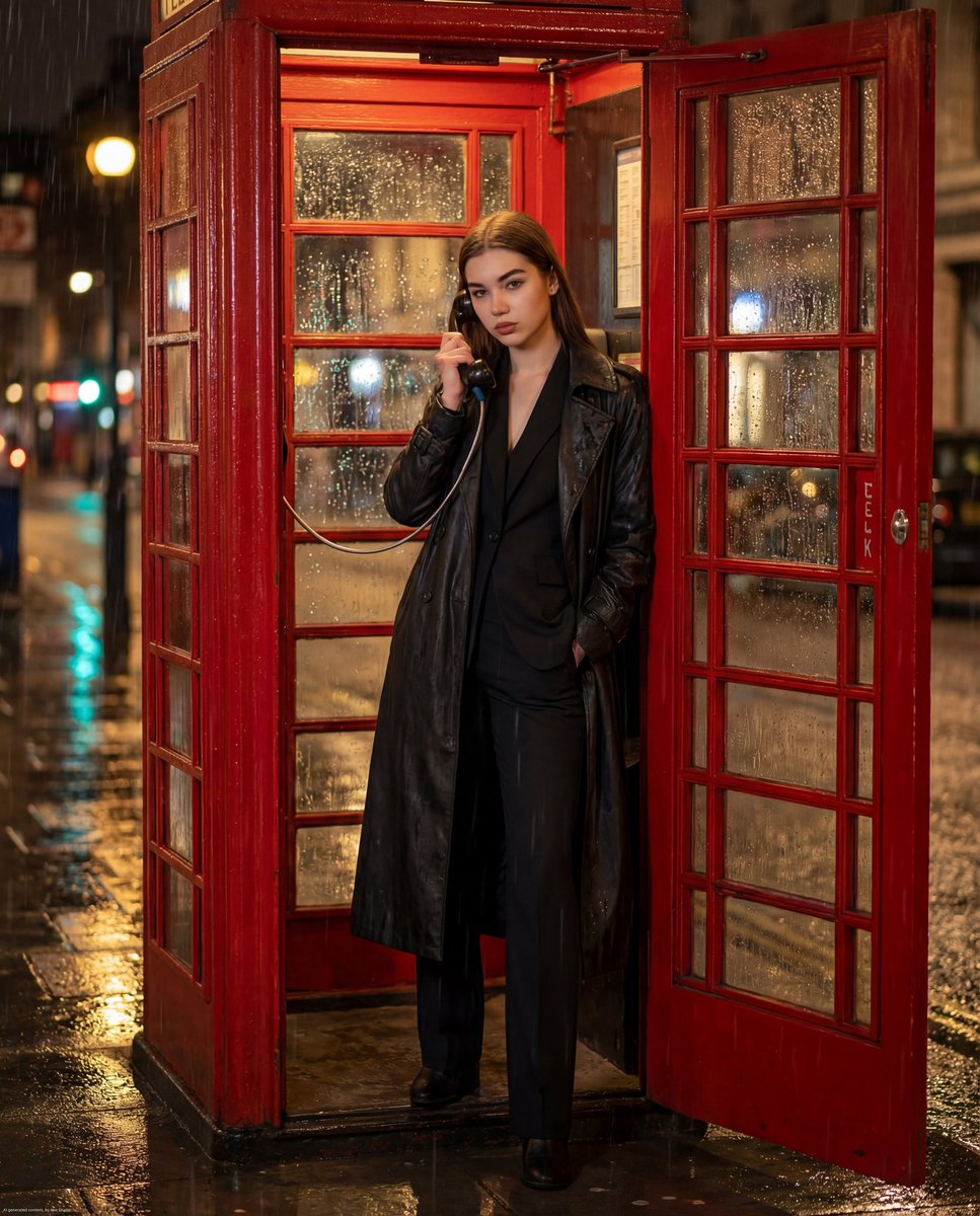 Woman In Rainy London Booth