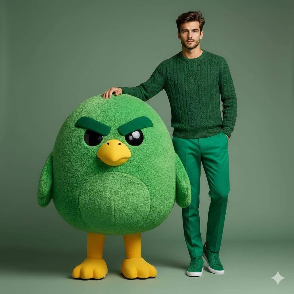 Male Model Green Mascot Portrait