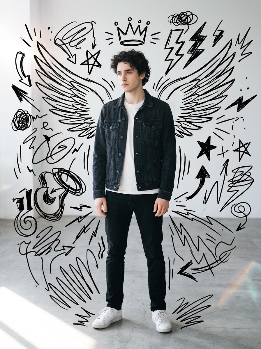 Person with Doodle Art