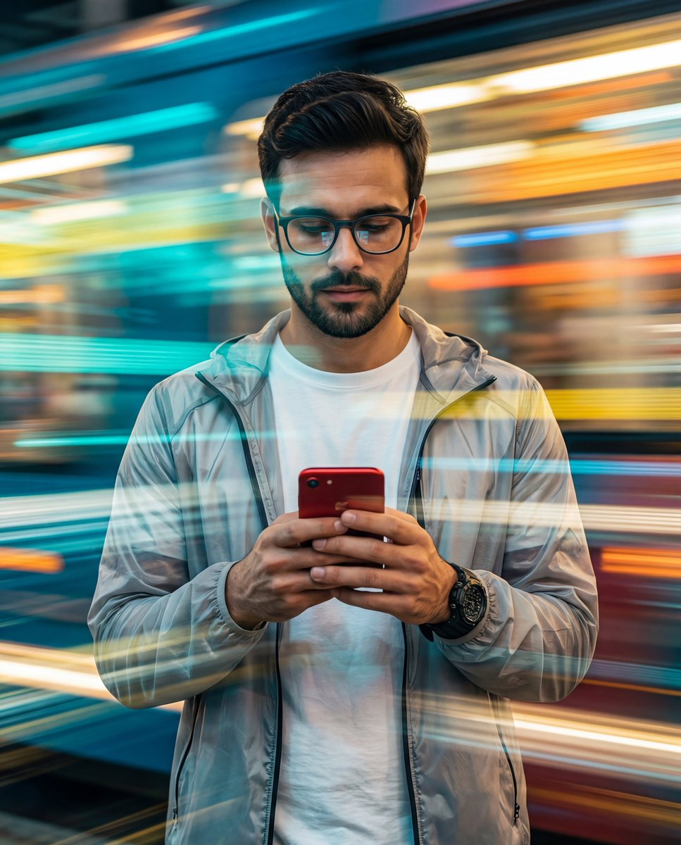 Man with Speed-Light Effect