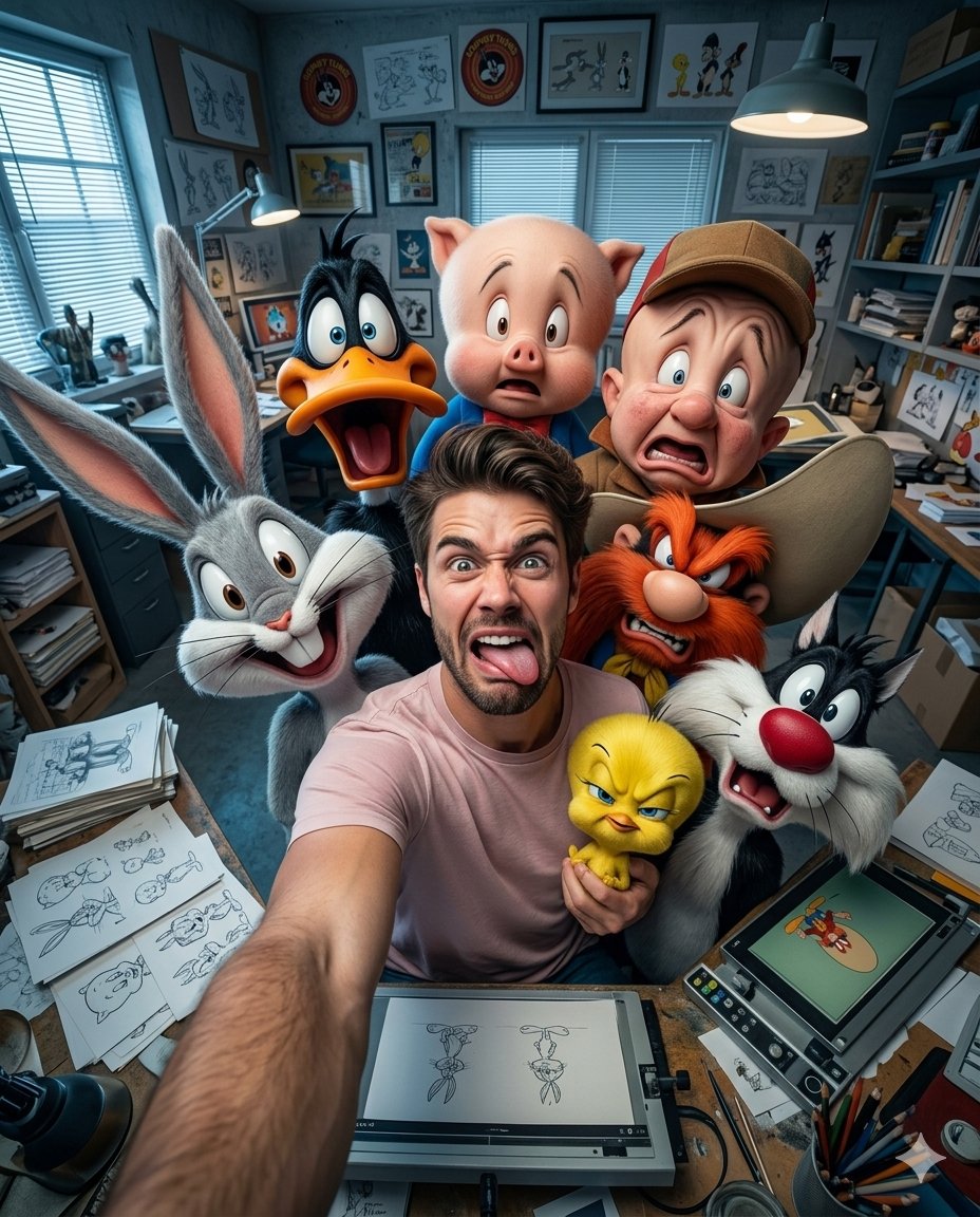Selfie with Looney Tunes Characters