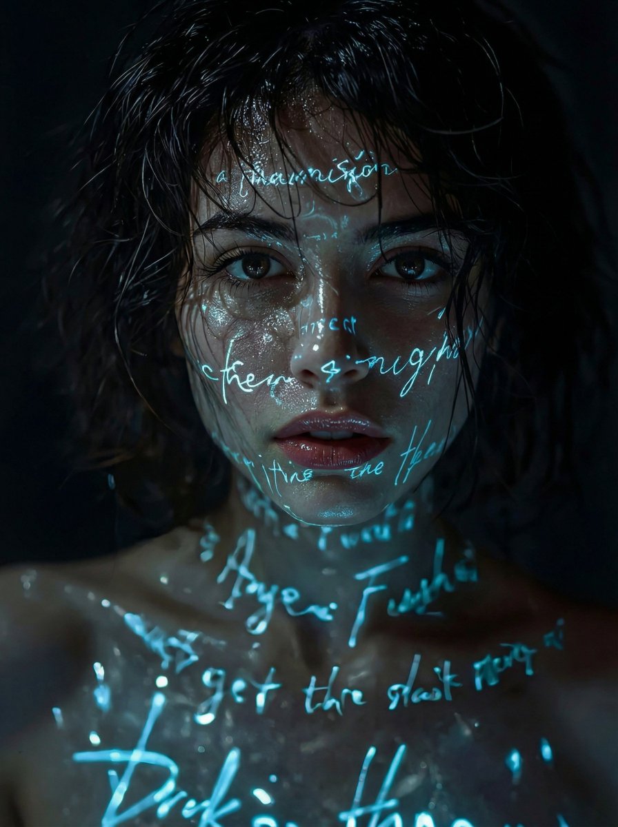 Mysterious Woman Neon Portrait