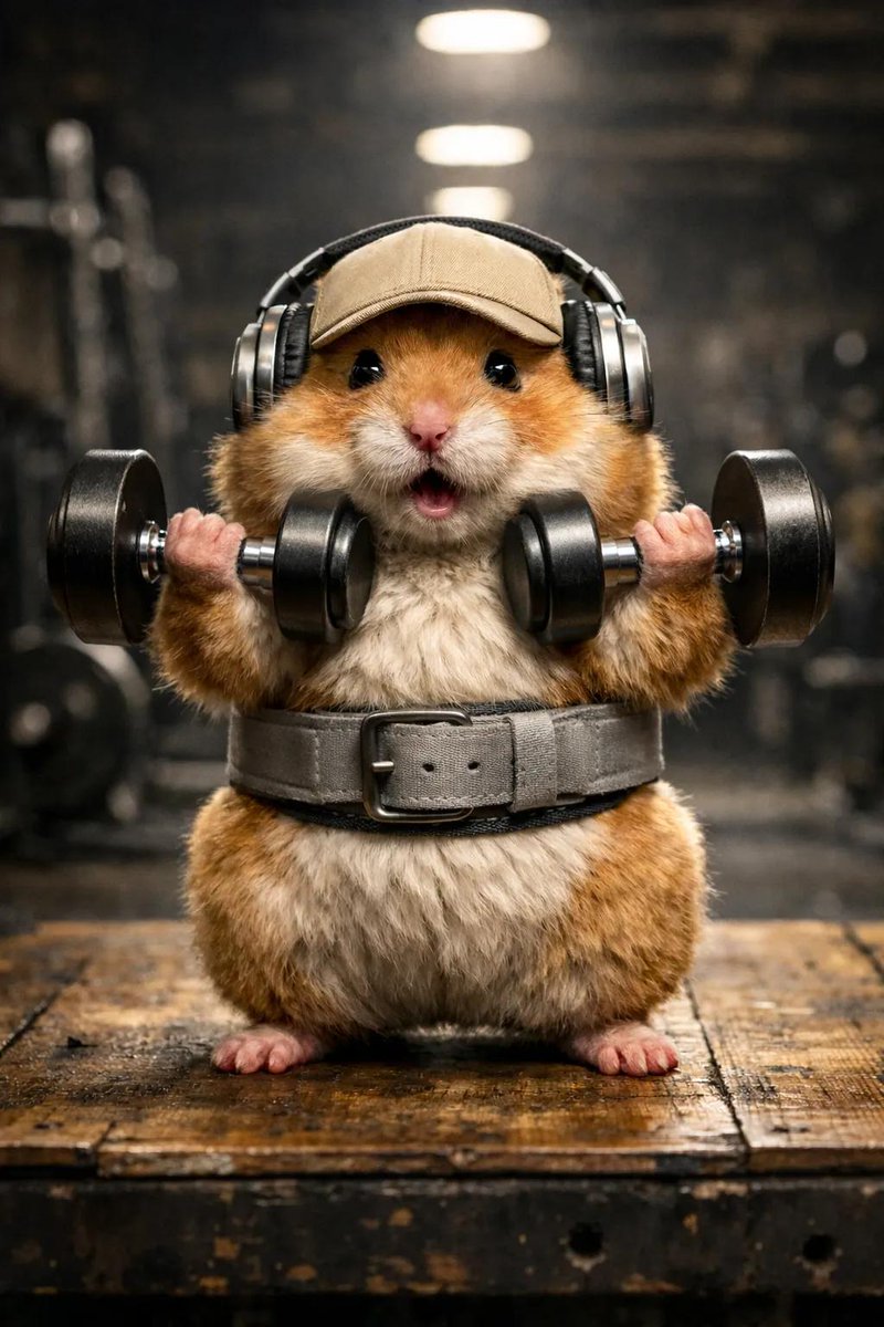 Hamster Lifts Weights In Gym