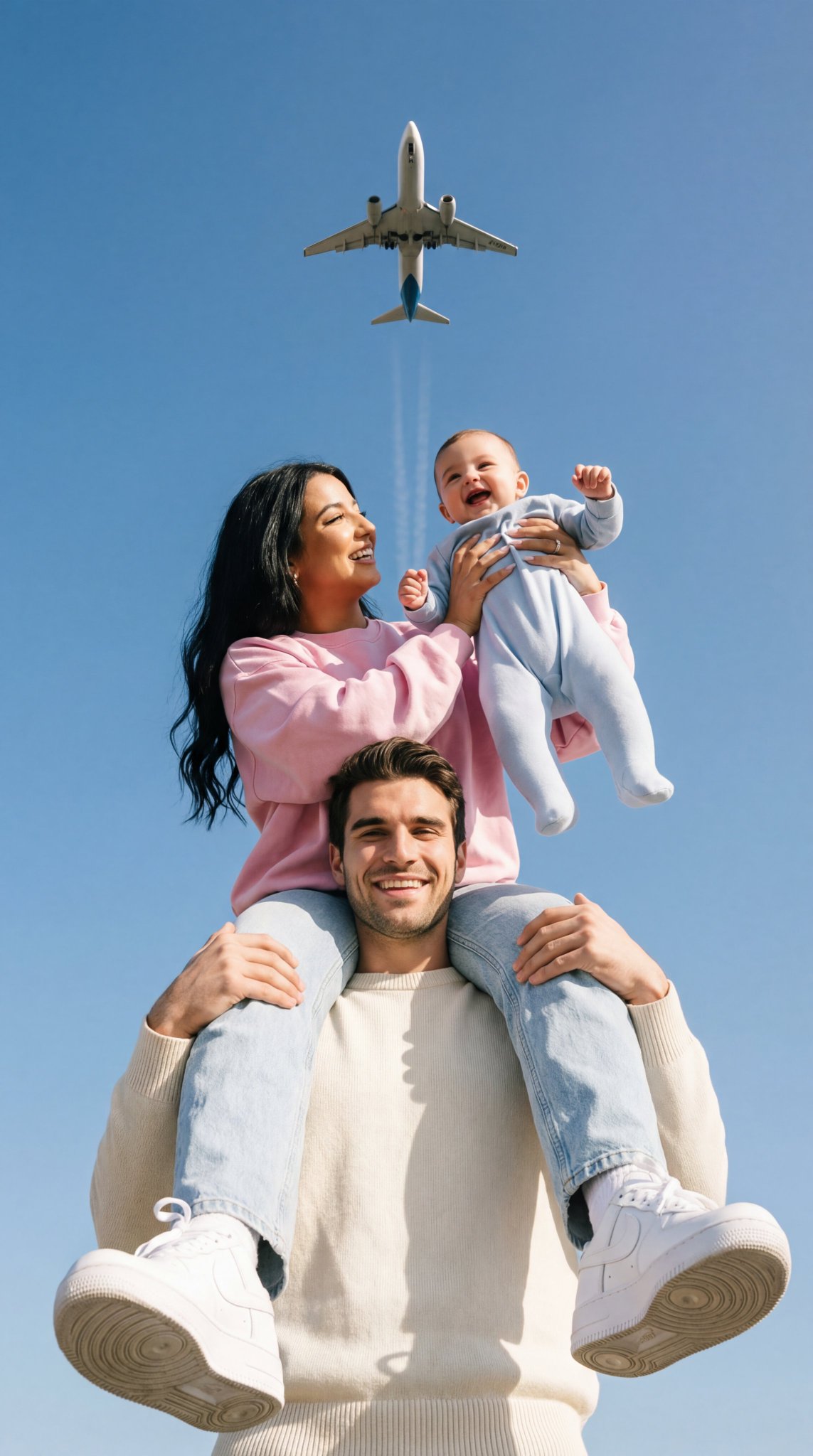 Couple With Baby On Shoulders