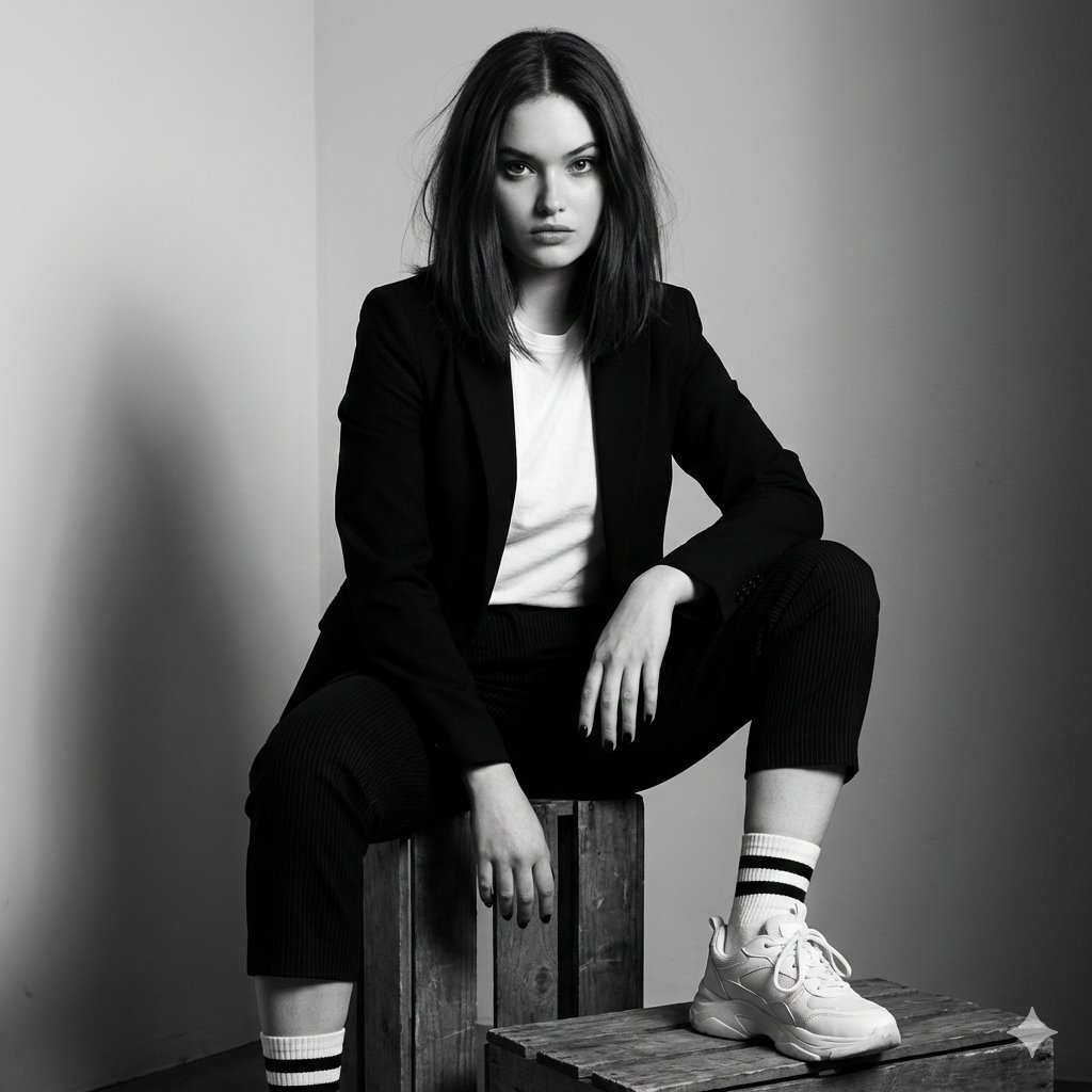 Woman on Wooden Crates