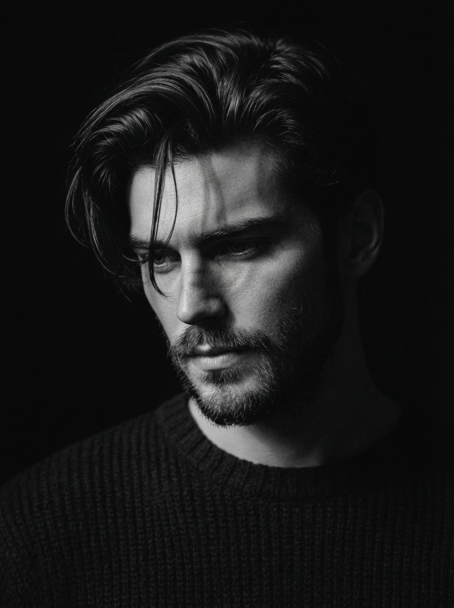 Pensive Man Black and White