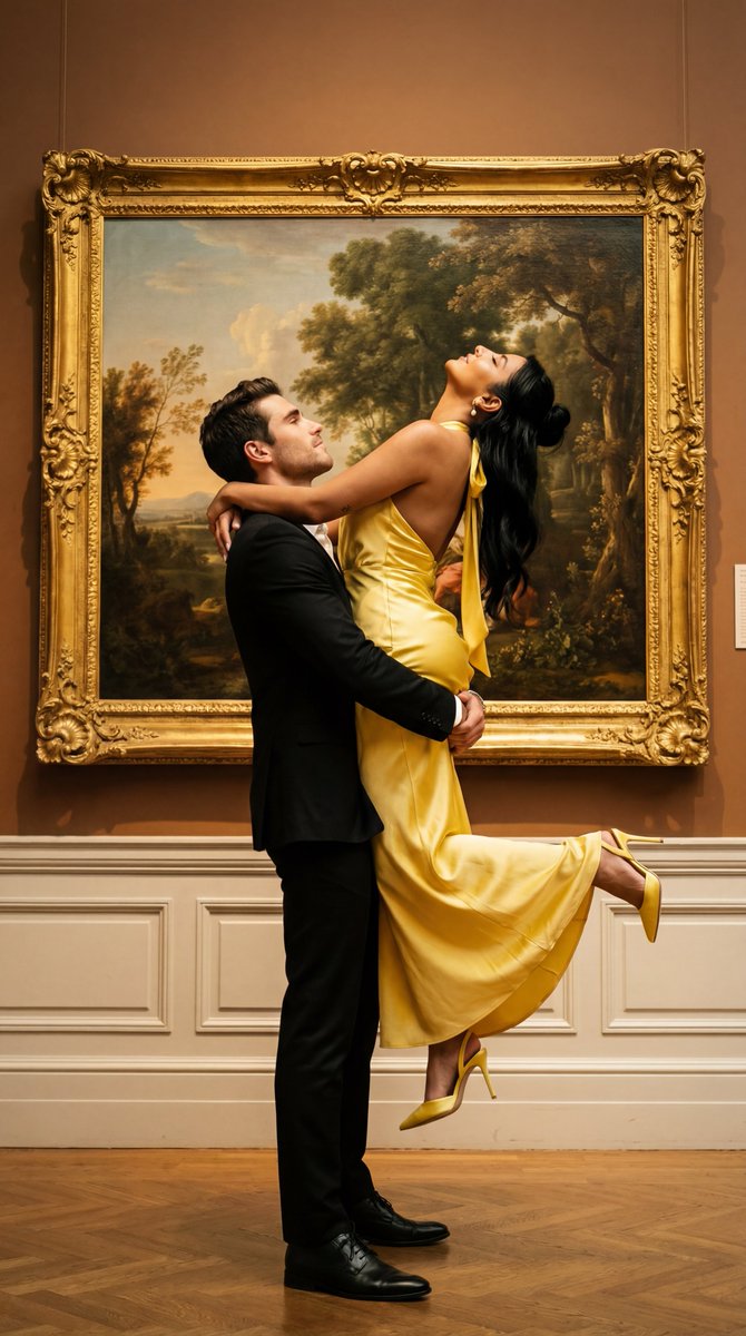 Couple Lift Embrace Yellow Halter