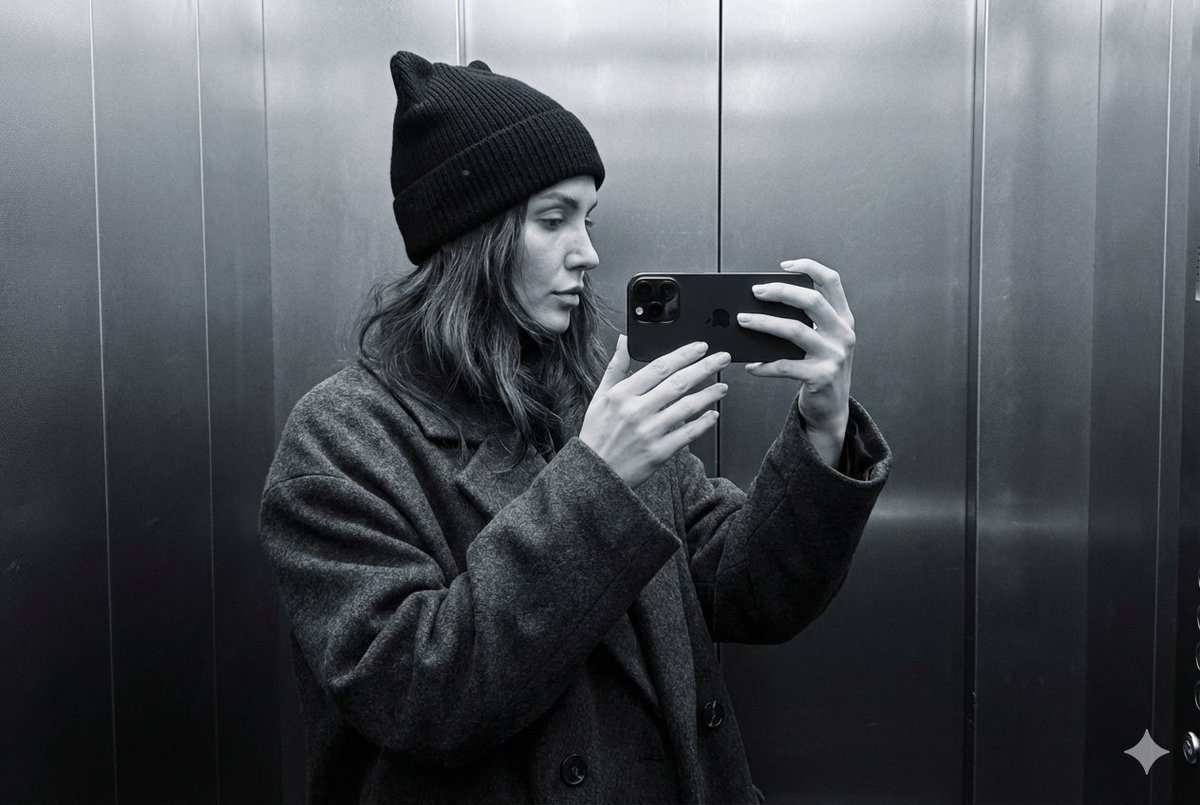 Woman Takes Selfie in Elevator