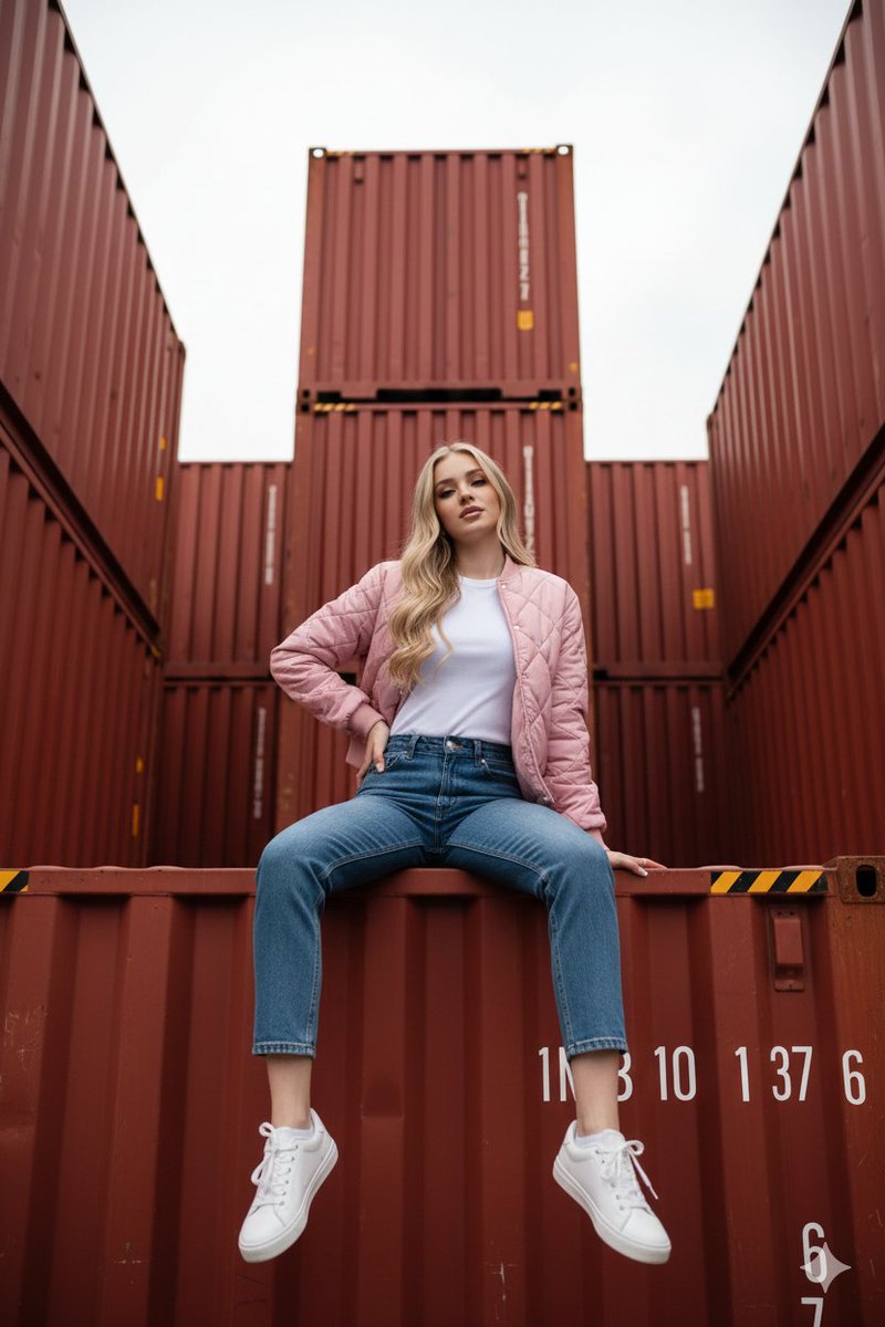 Woman on Shipping Container