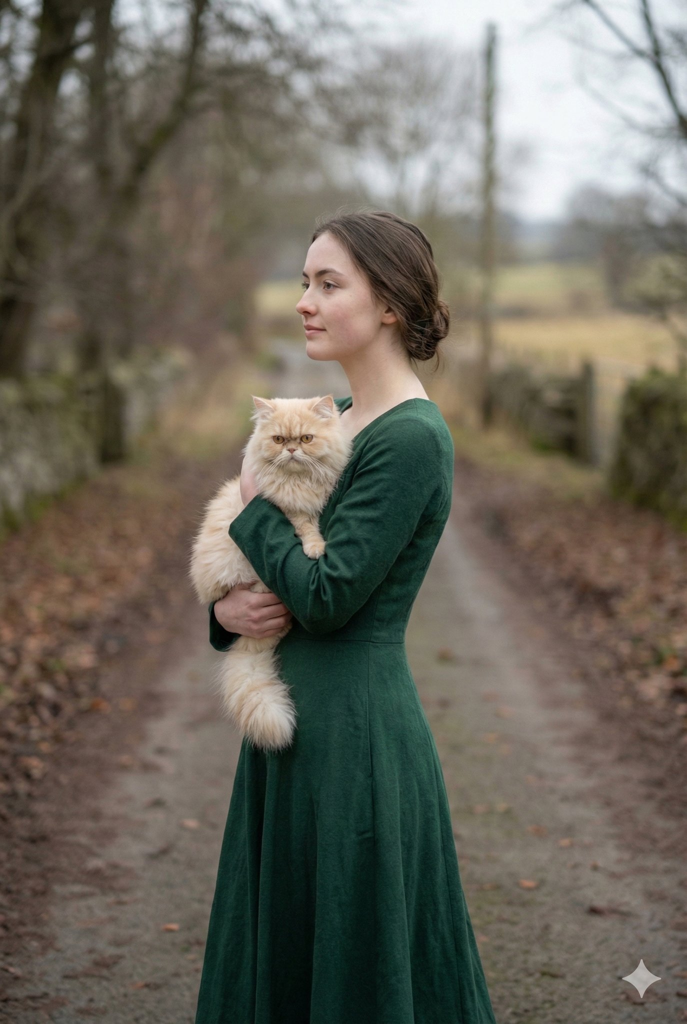 Woman Walks With Persian Cat