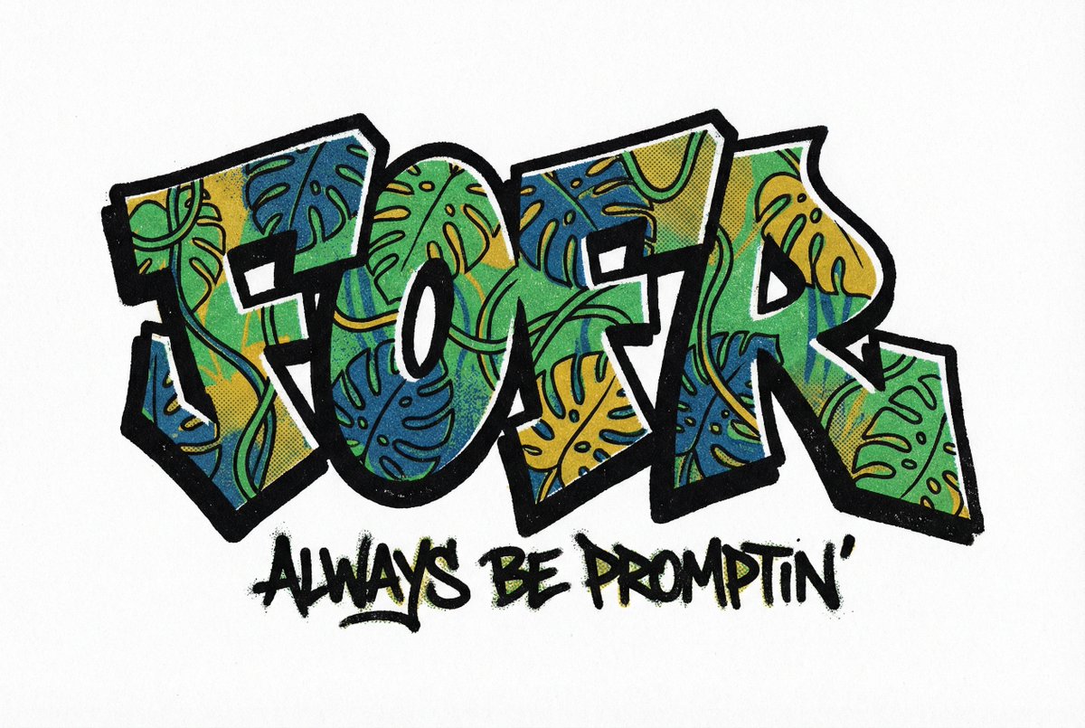 Fofr Monstera Graffiti Risograph