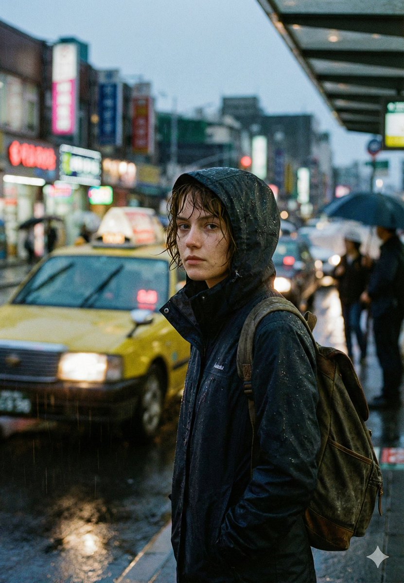 Rainy City Street Scene