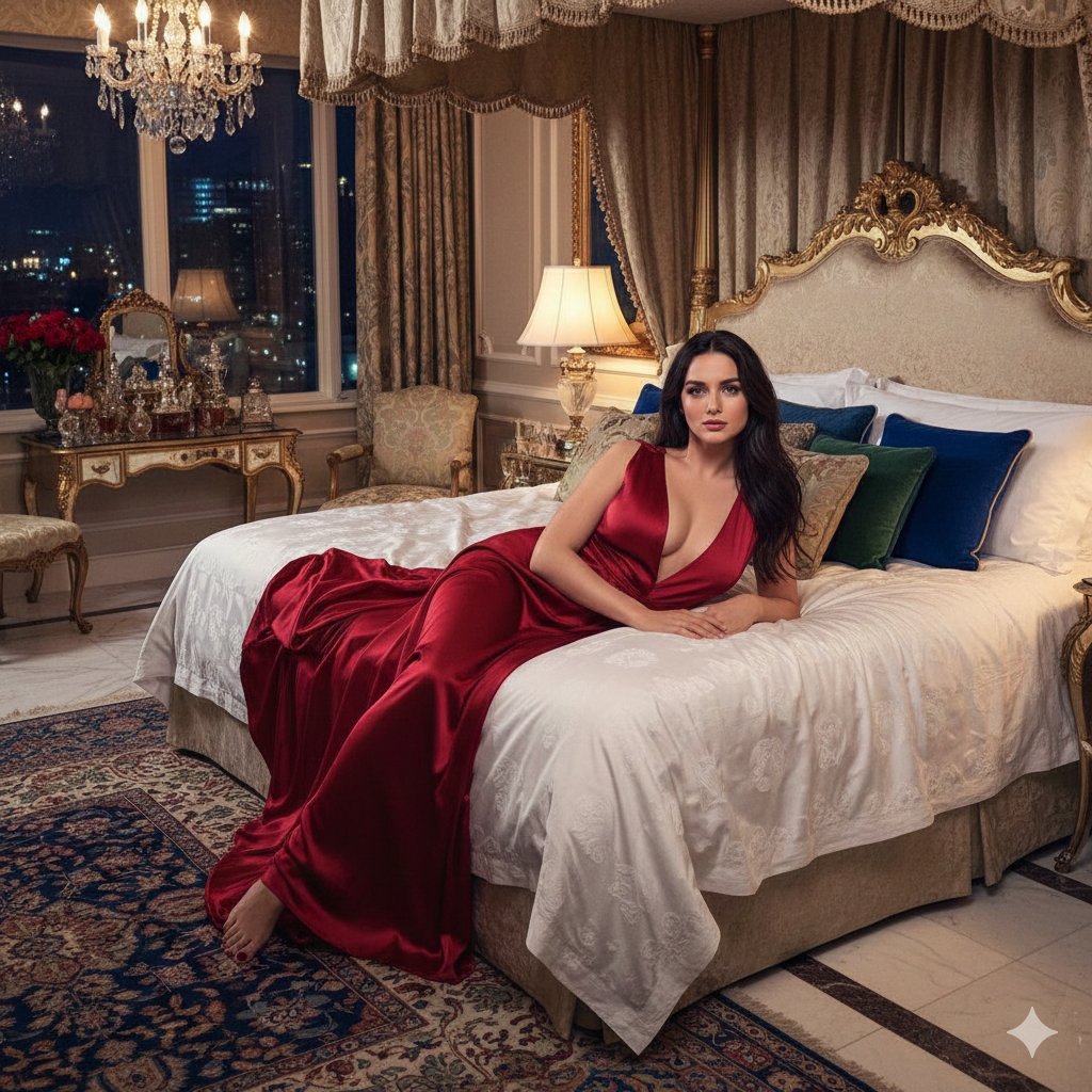 Indian Lady in Red Gown