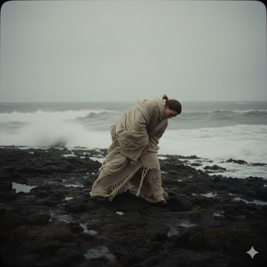 Solitary Figure Against Storm