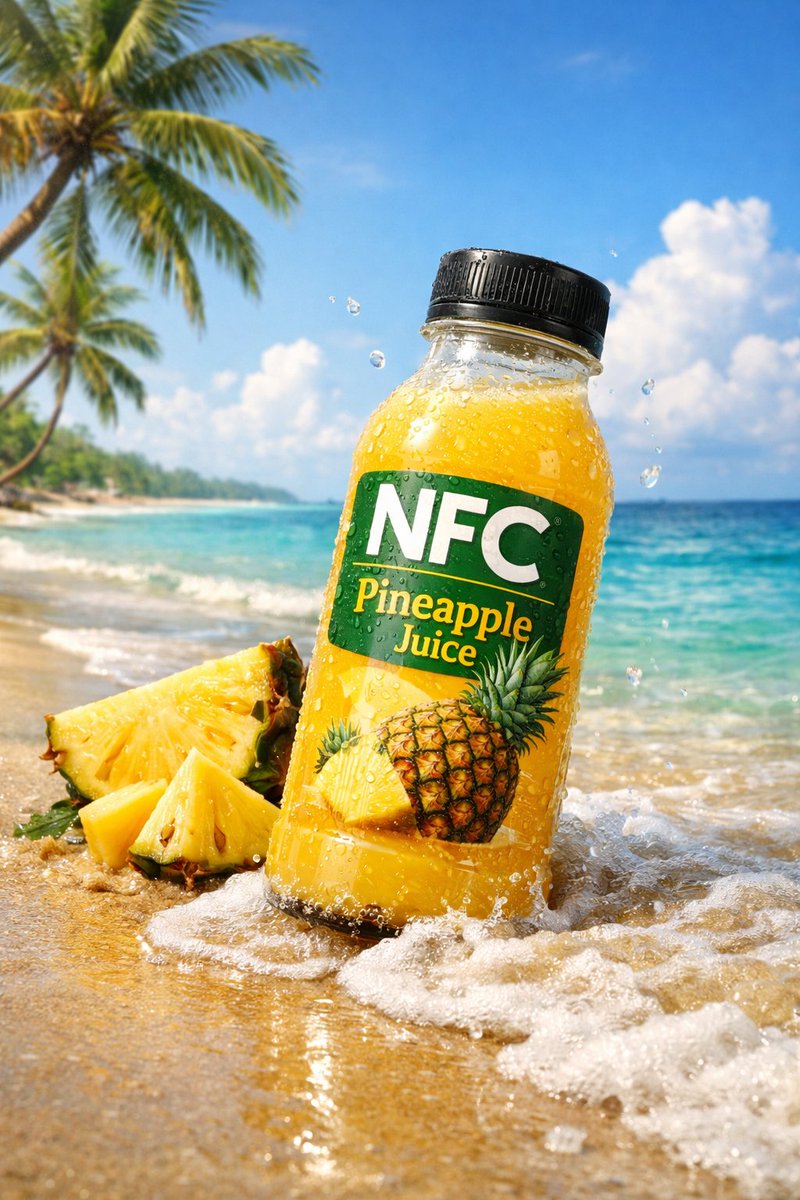 Pineapple Juice Bottle Beach Ad