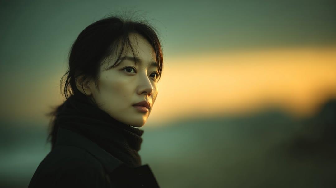 East Asian Woman Sunset Portrait