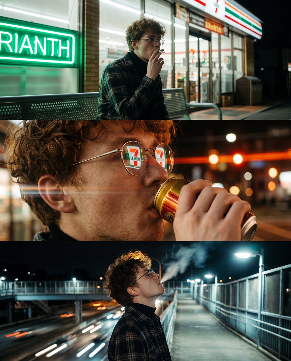 Man at 7-Eleven Triptych