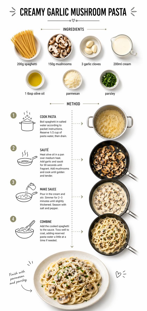 Creamy Garlic Mushroom Pasta Recipe
