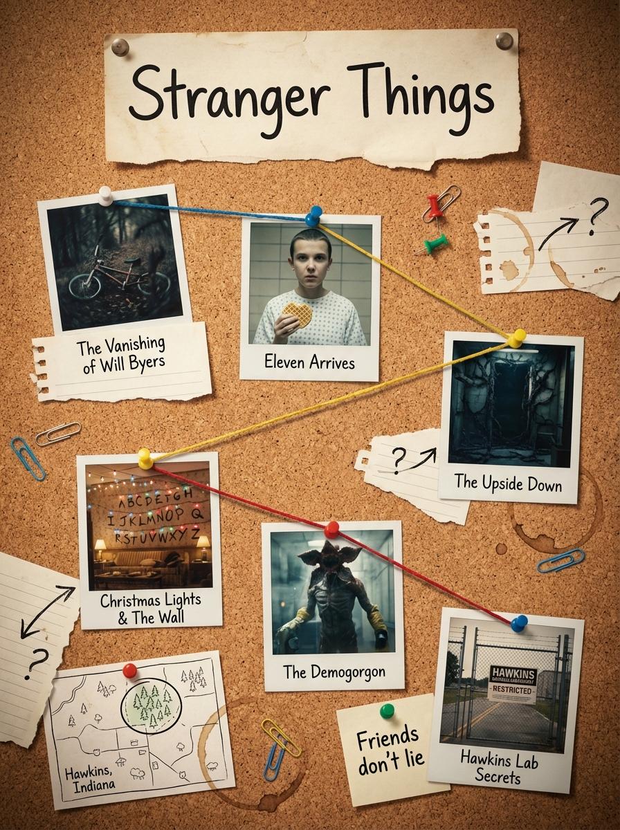 Stranger Things Corkboard Layout
