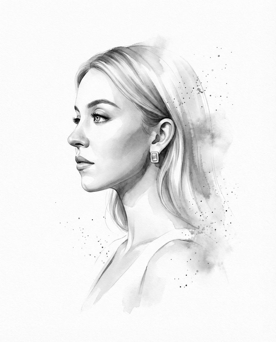 Monochromatic Ink Portrait Profile