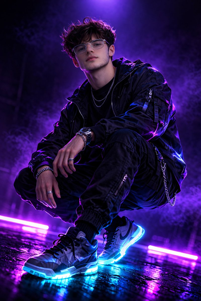 Cyberpunk Streetwear Fashion Model