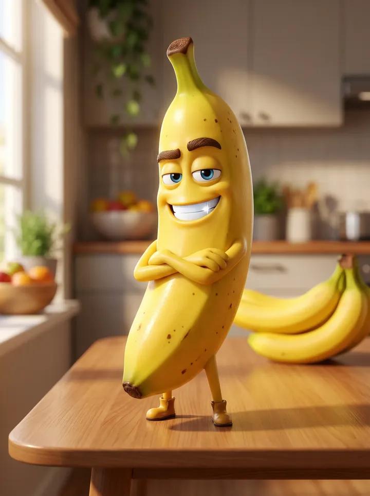 Handsome Banana Character Portrait