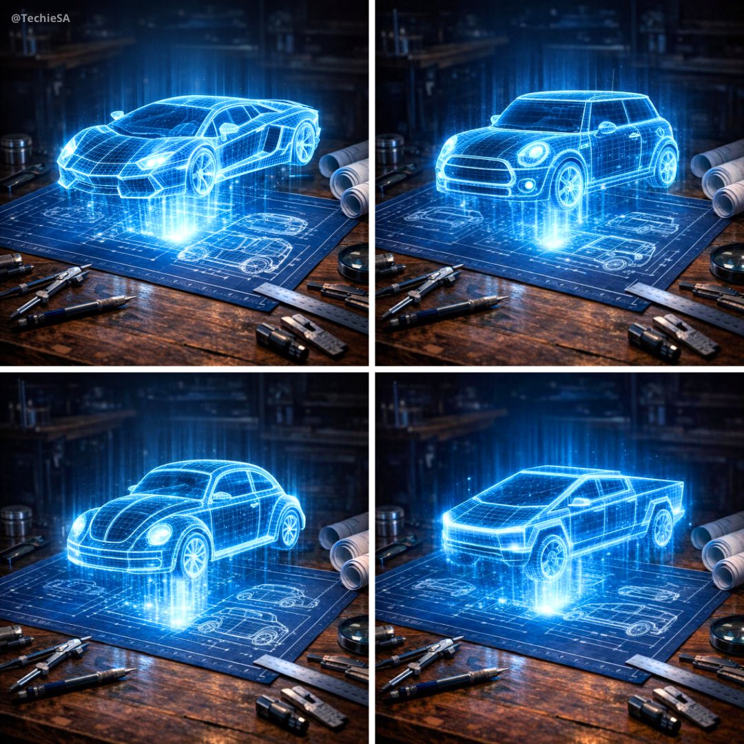 Holographic Car Blueprint Projection
