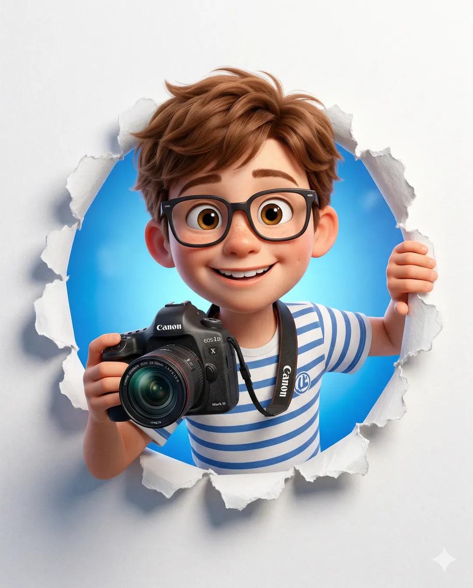 Cartoon Kid Photographer Emerging