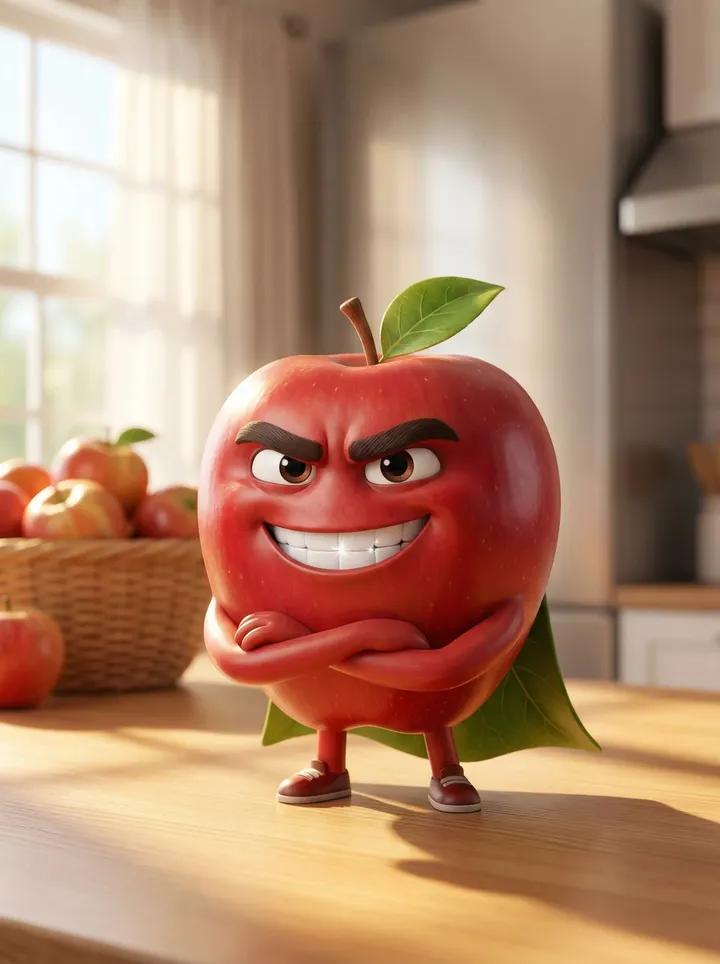 Handsome Red Apple Character