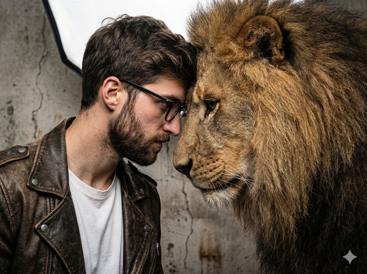 Man and Lion Portrait