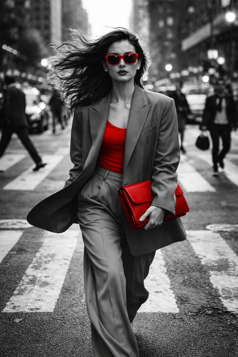 Woman Crossing City Street