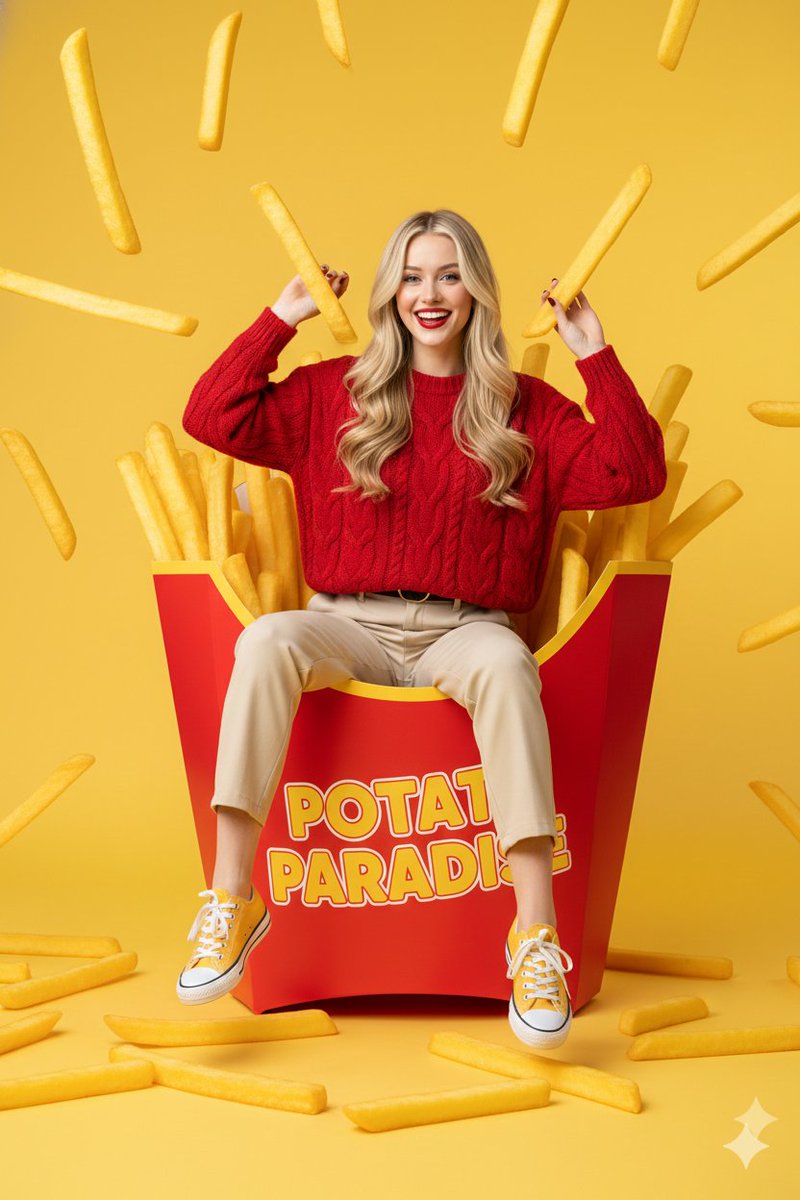 Woman in Giant Fry Carton
