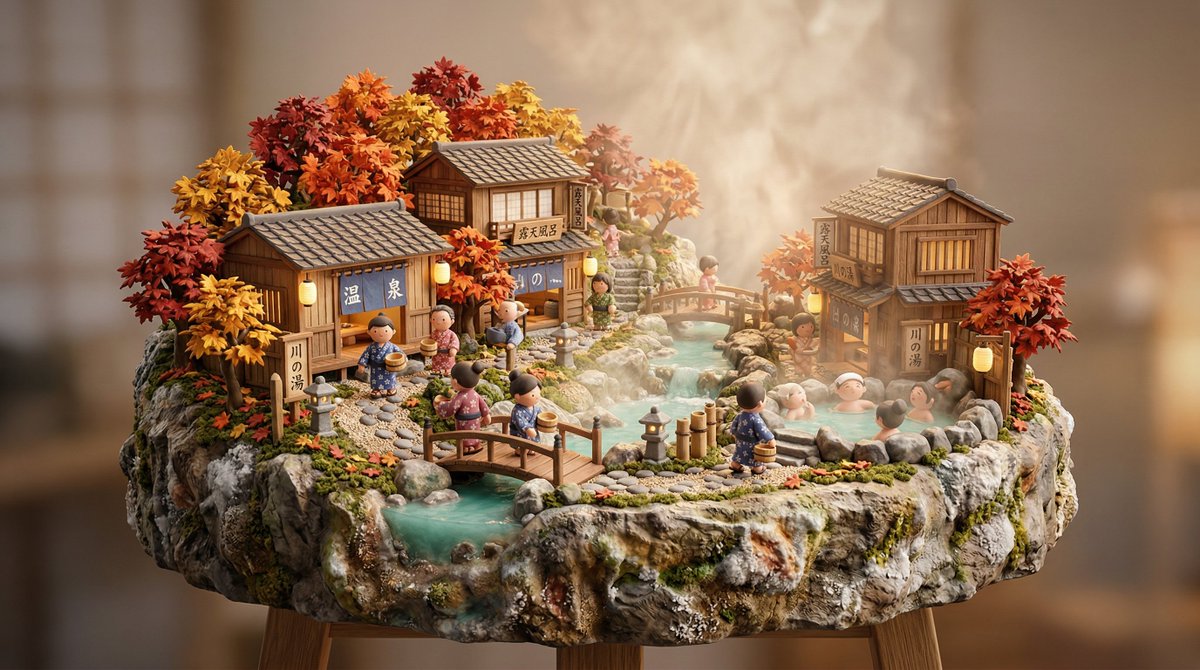 Japanese Onsen Village Diorama