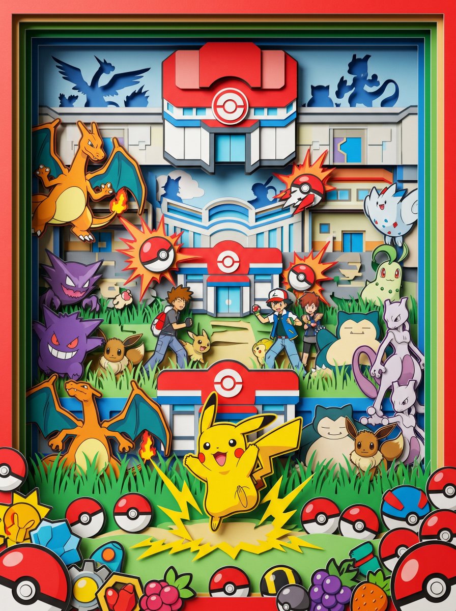 Pikachu Thunderbolt Paper Diorama