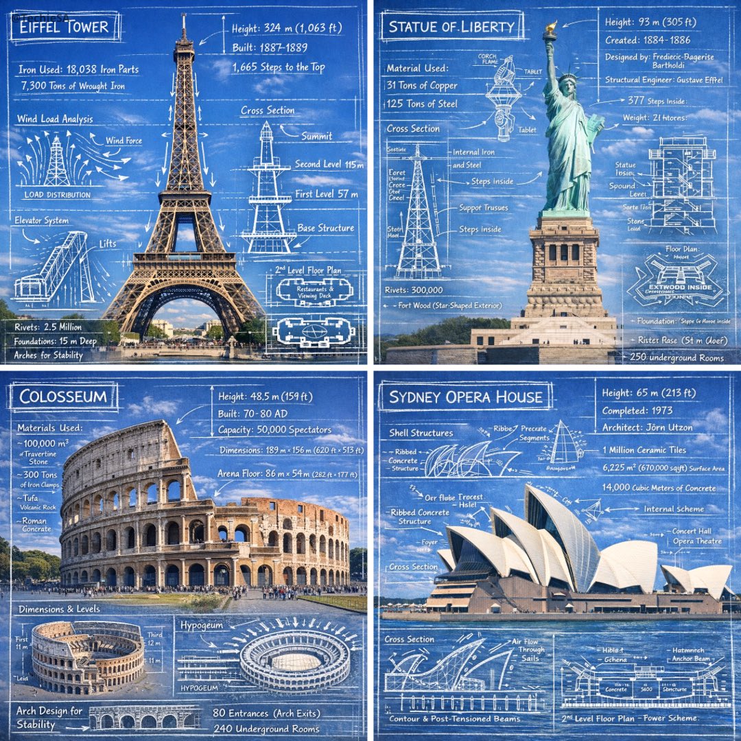 Infographic Landmark Blueprint Overlay