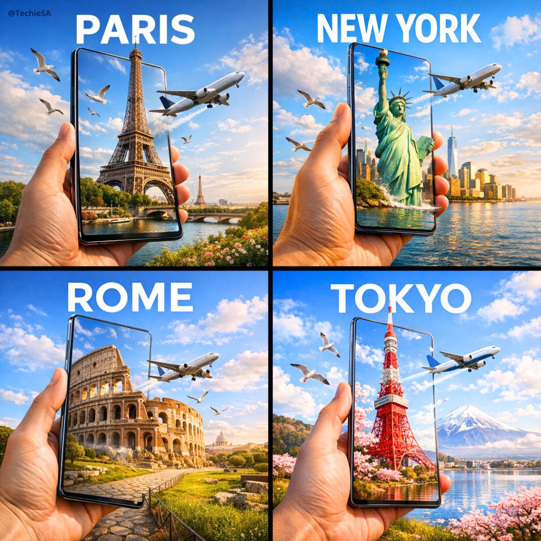 Smartphone Portal To Iconic Landmark